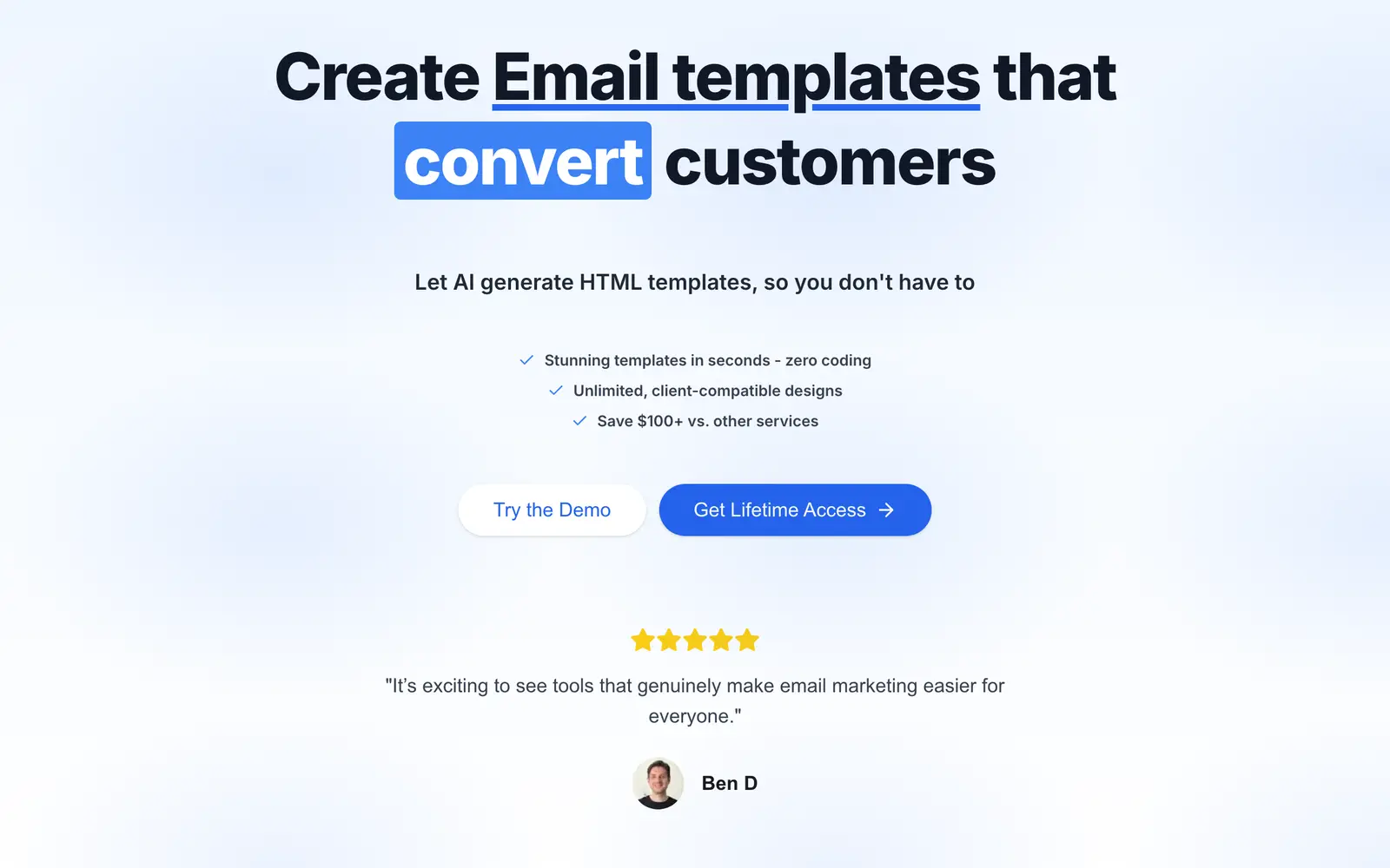 Screenshot of the HTML Email website