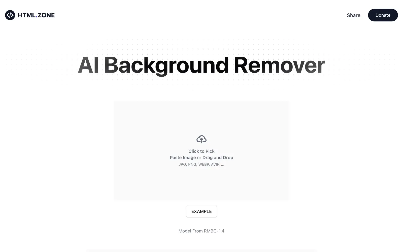 Screenshot of the AI Background Remover by HTML Zone website
