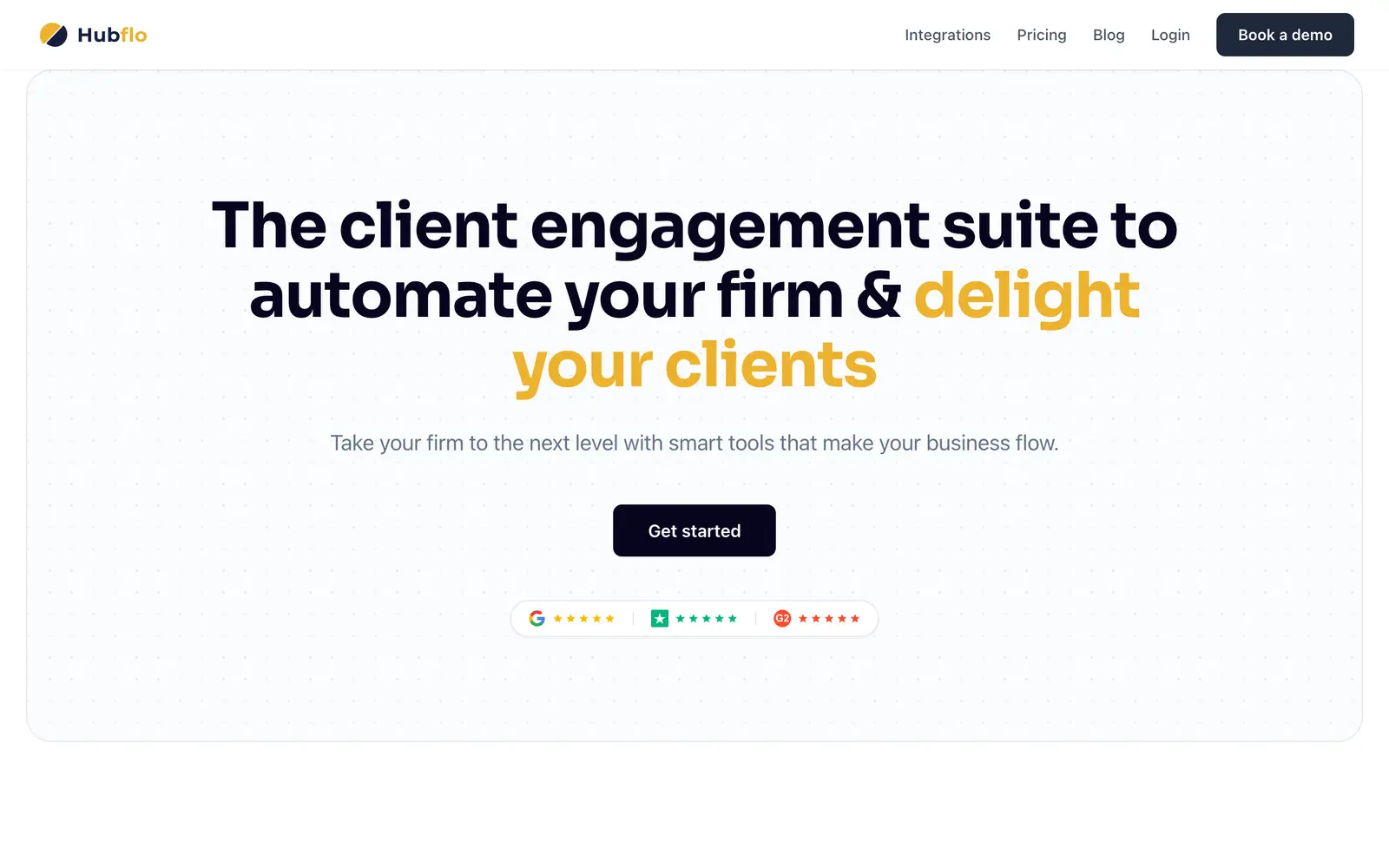 Screenshot of the Hubflo website