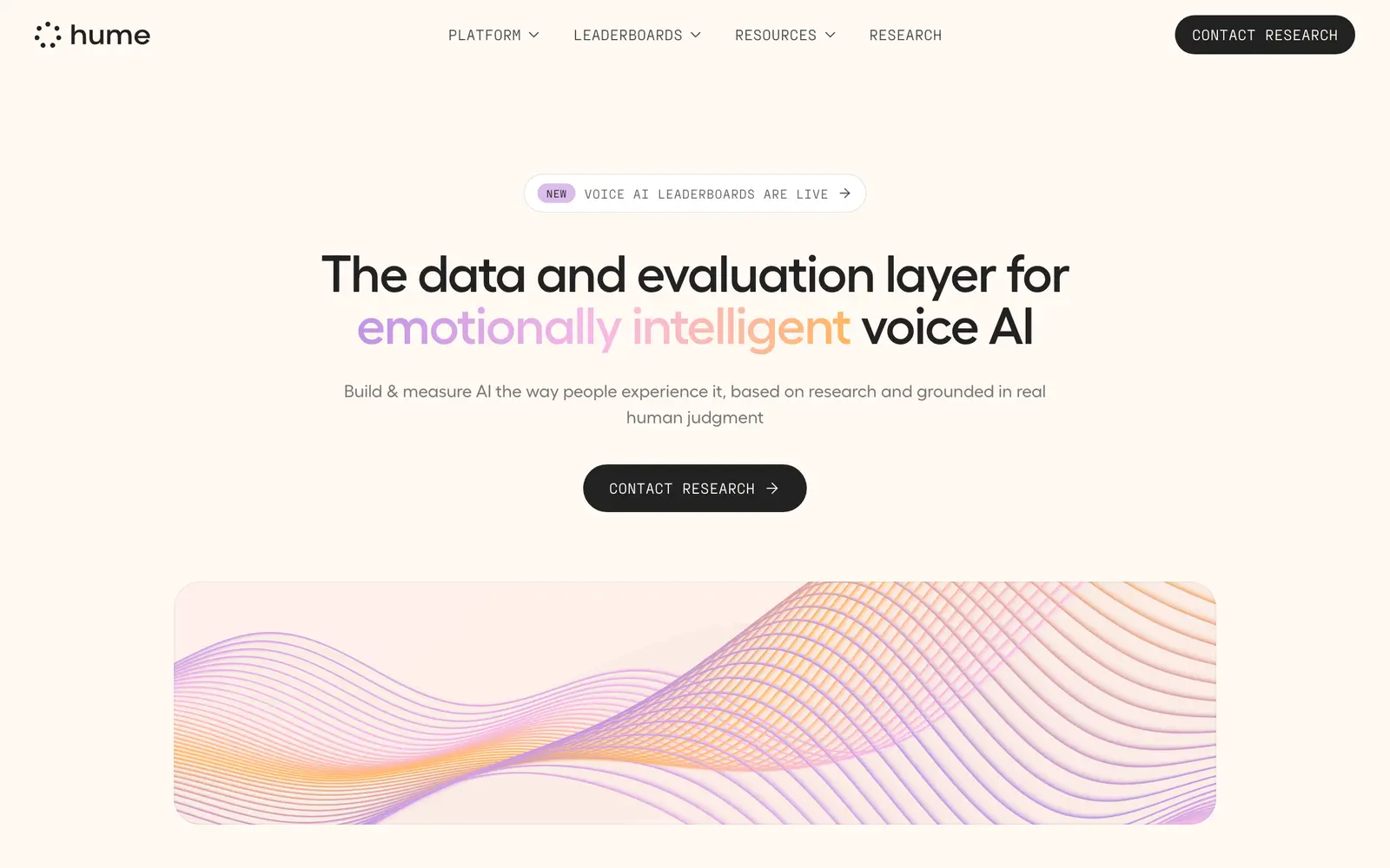 Screenshot of the Hume AI website