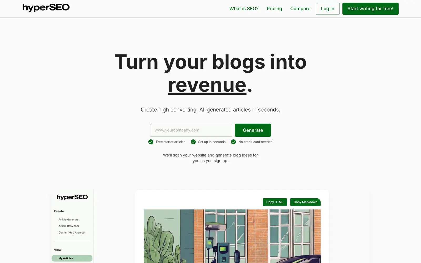 Screenshot of the hyperSEO website