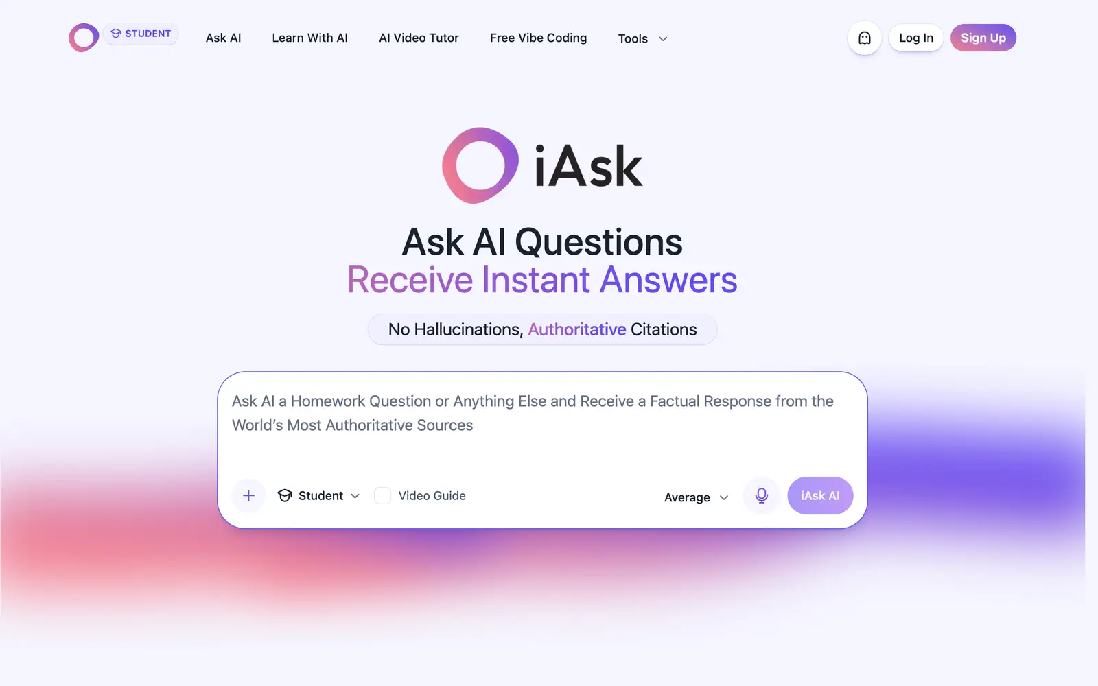Screenshot of the iAsk AI website
