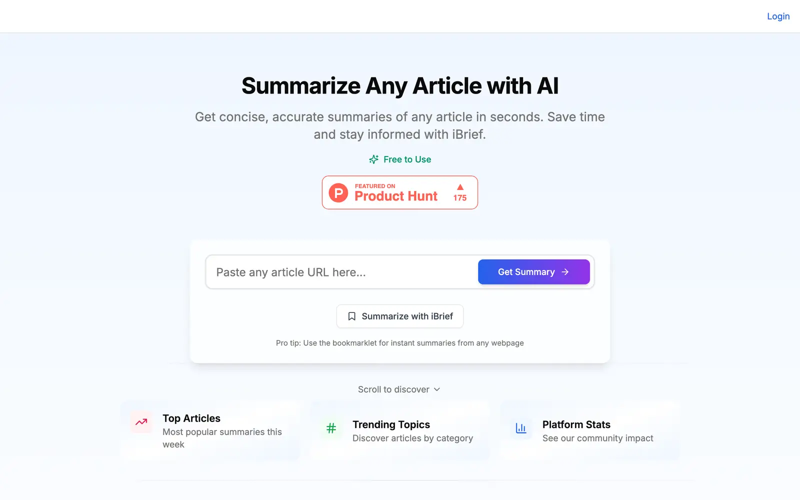 Screenshot of the iBrief website