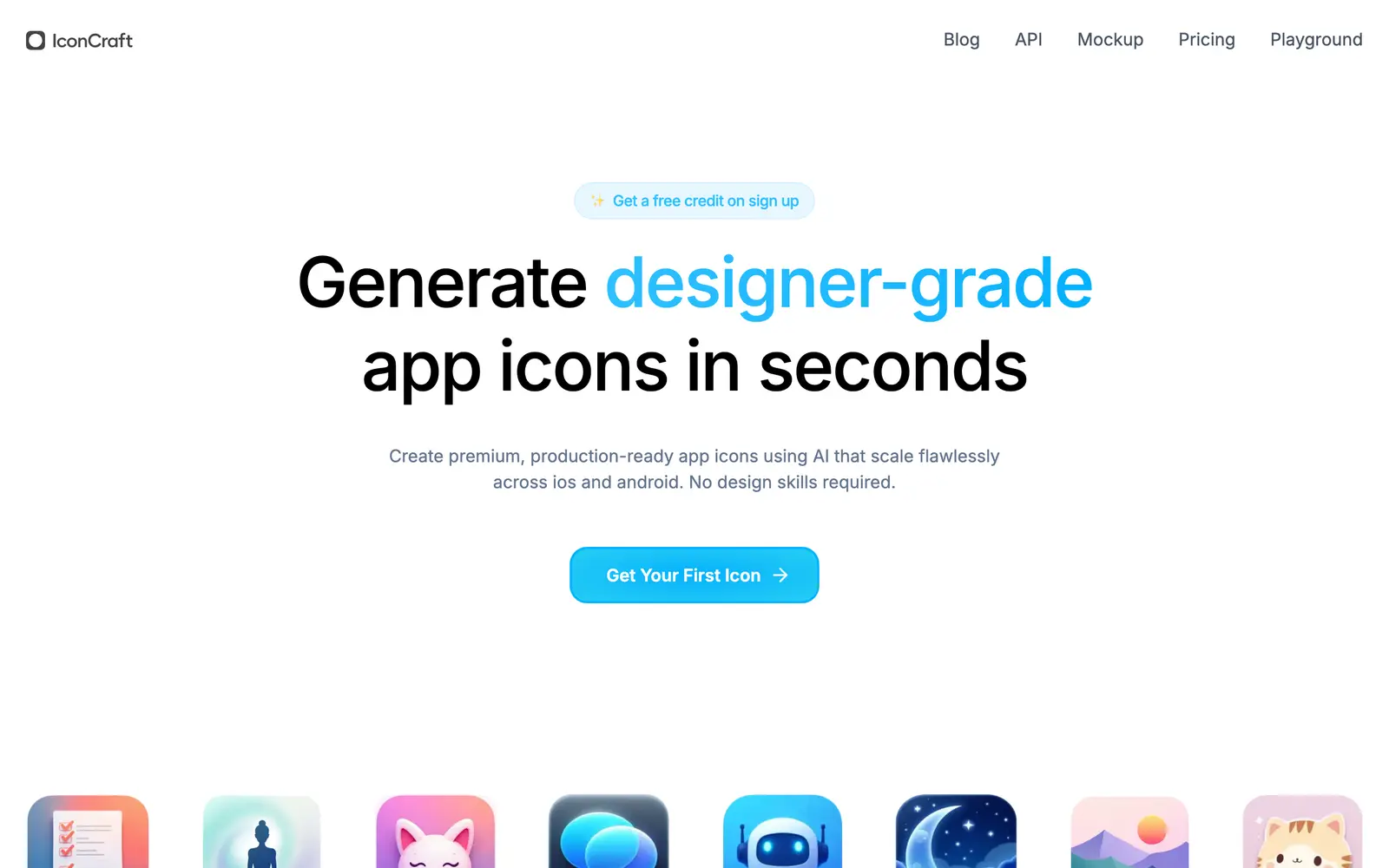 Screenshot of the IconCraft website