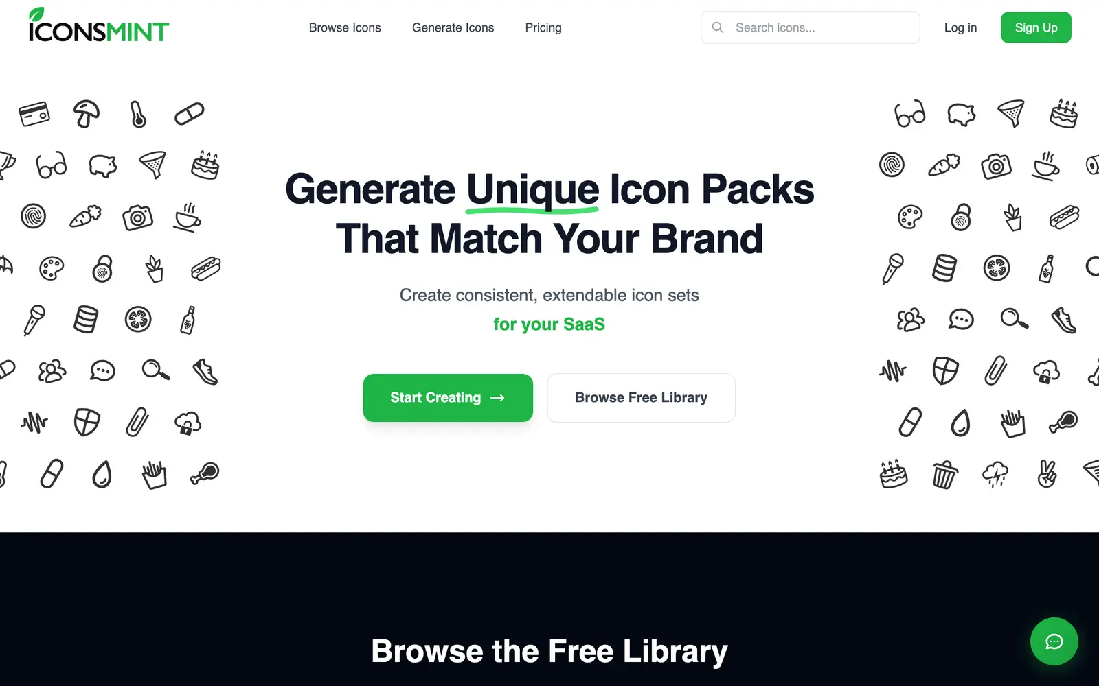 Screenshot of the IconsMint website