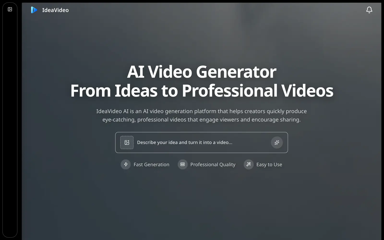 Screenshot of the IdeaVideo AI website