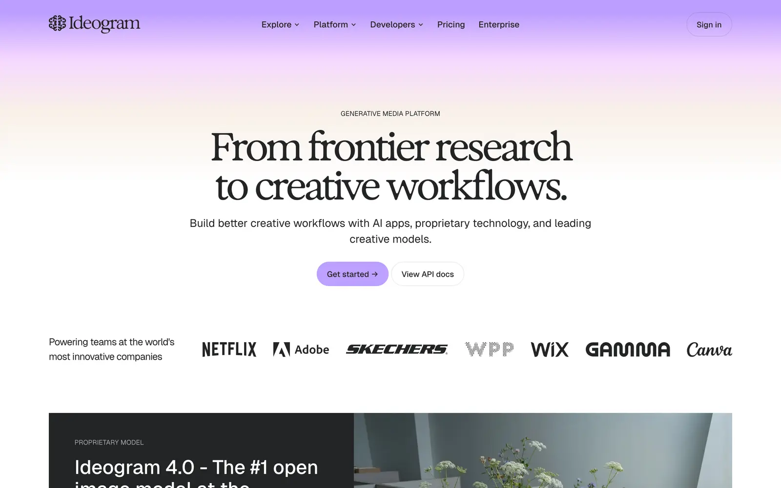 Screenshot of the Ideogram website