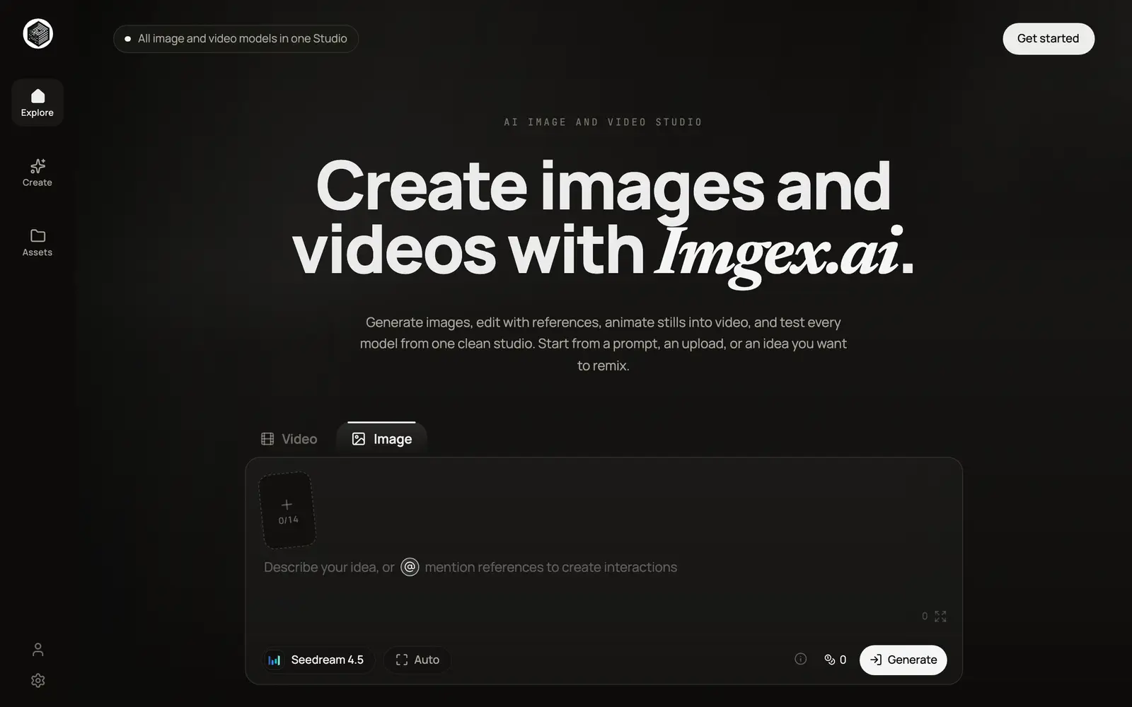Screenshot of the Imgex.ai website