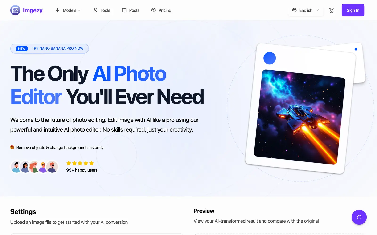 Screenshot of the Imgezy website