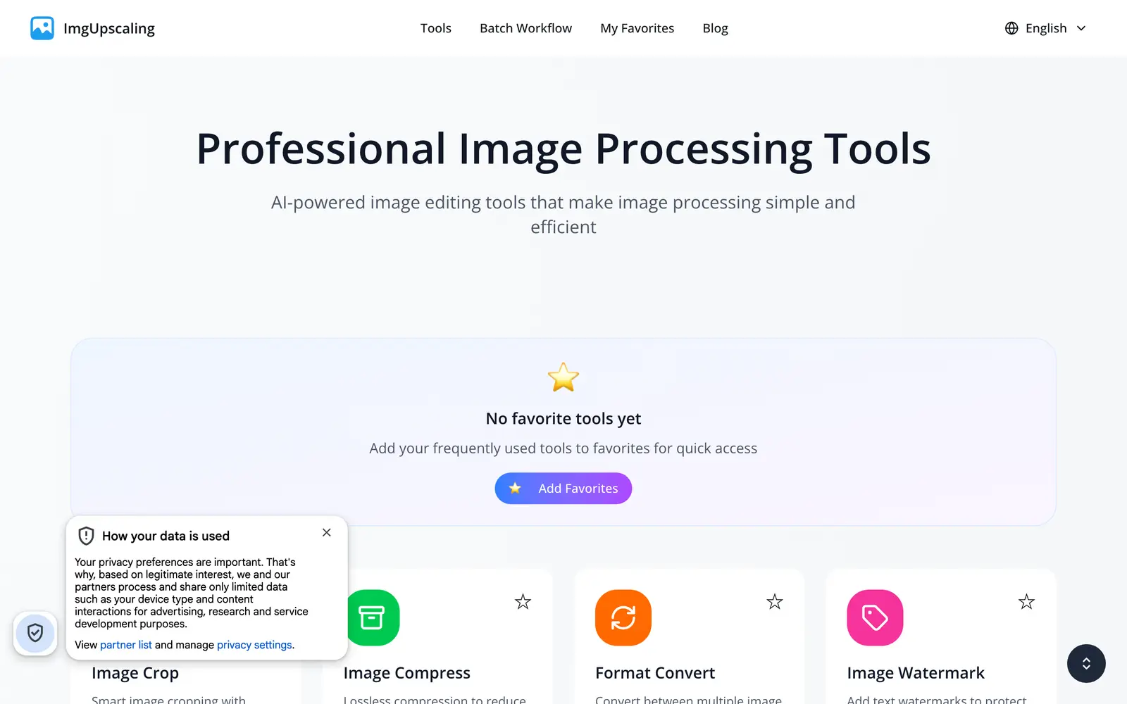 Screenshot of the imgUpscaling website
