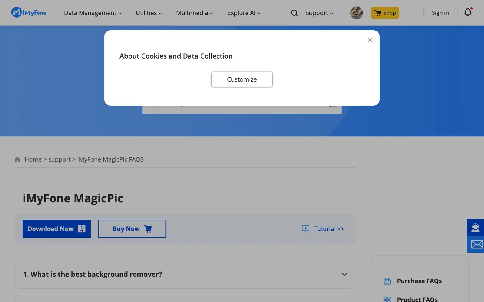 Screenshot of the iMyFone MagicPic website