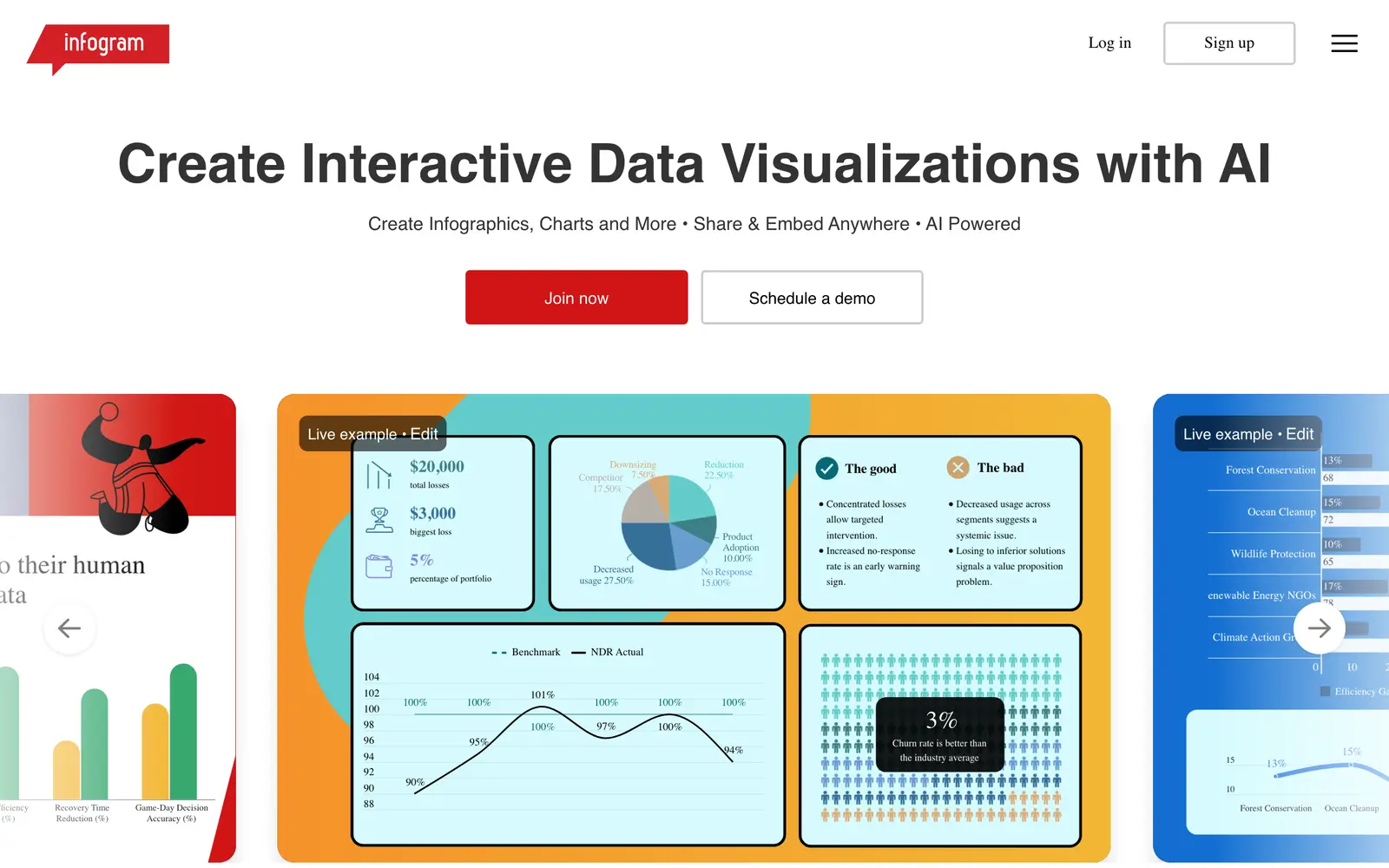 Screenshot of the Infogram website