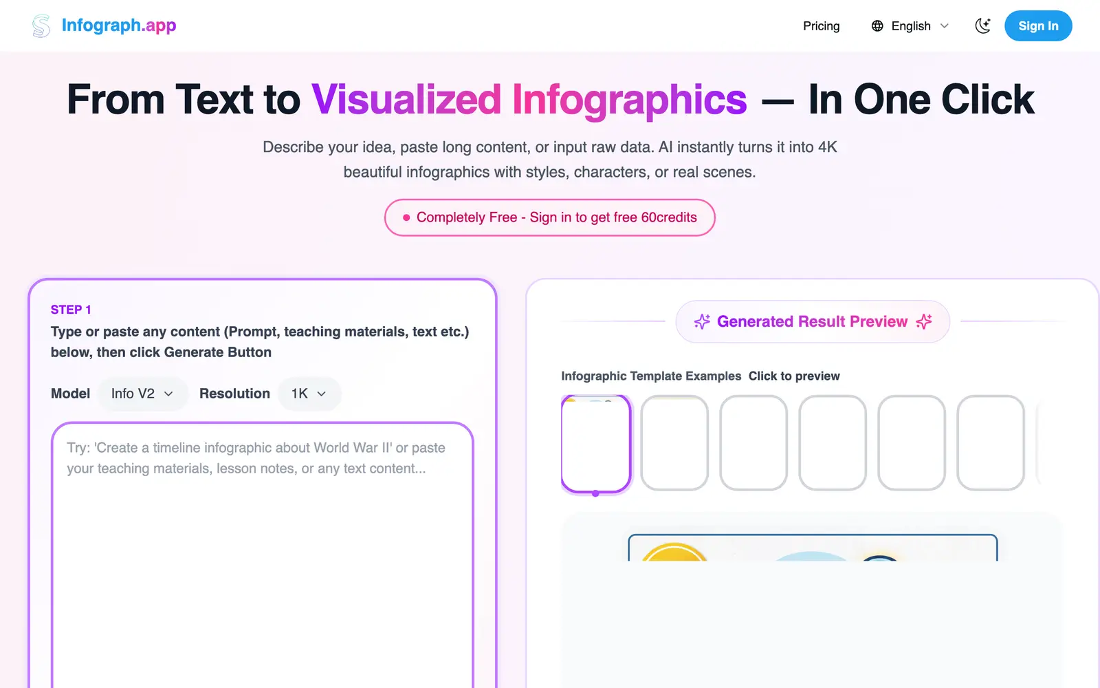 Screenshot of the Infograph.app website