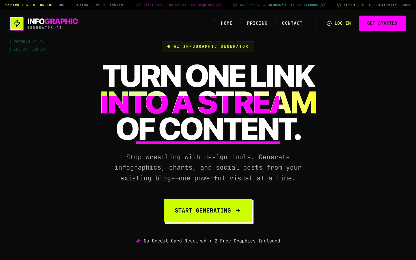Screenshot of the Infographic Generator AI website