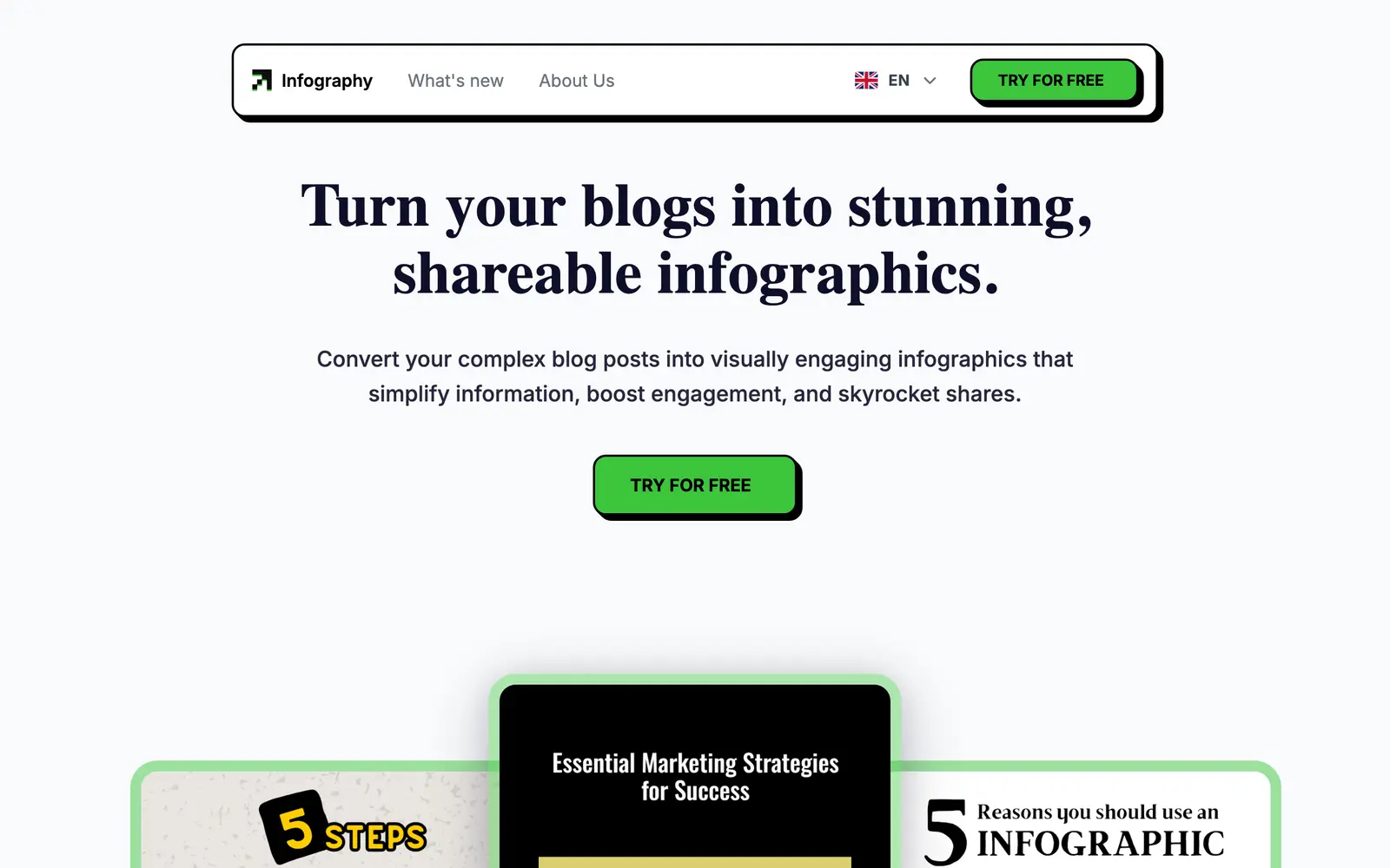 Screenshot of the Infography website