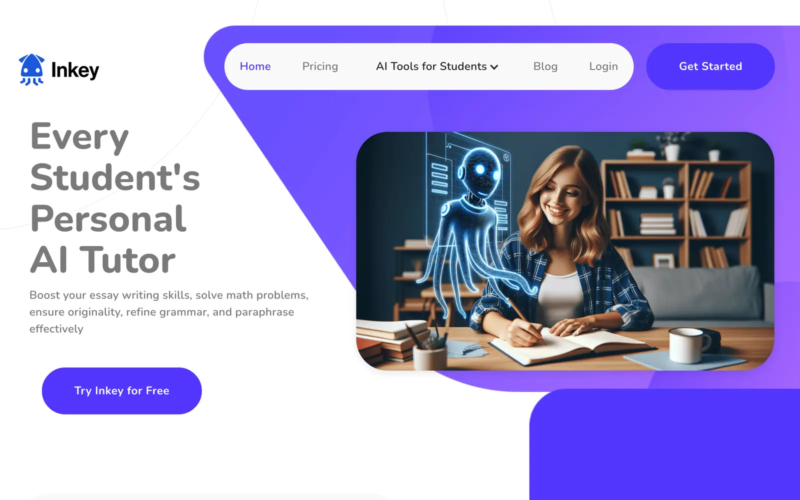 Screenshot of the Inkey website