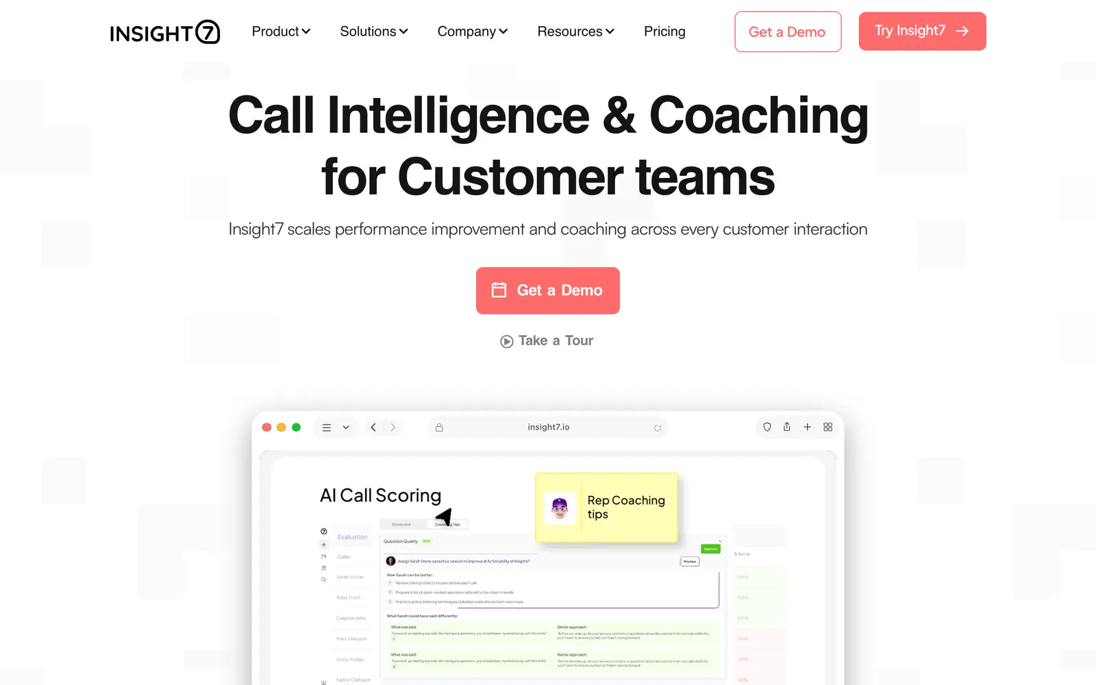 Screenshot of the Insight7 website