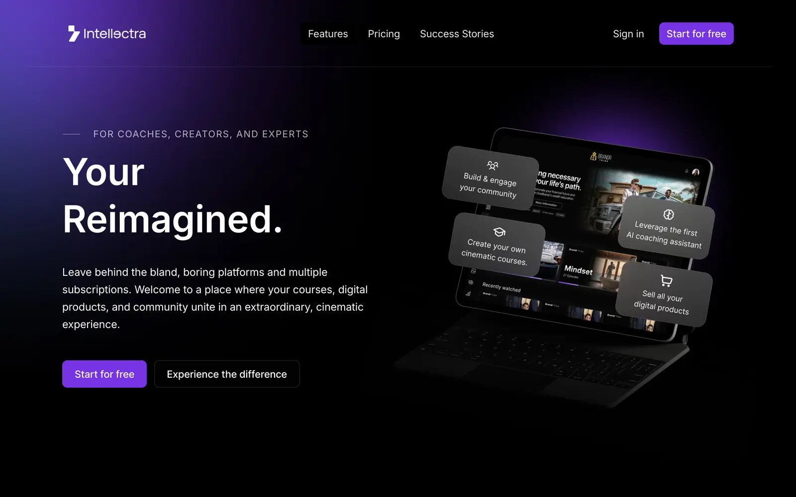 Screenshot of the Intellectra website
