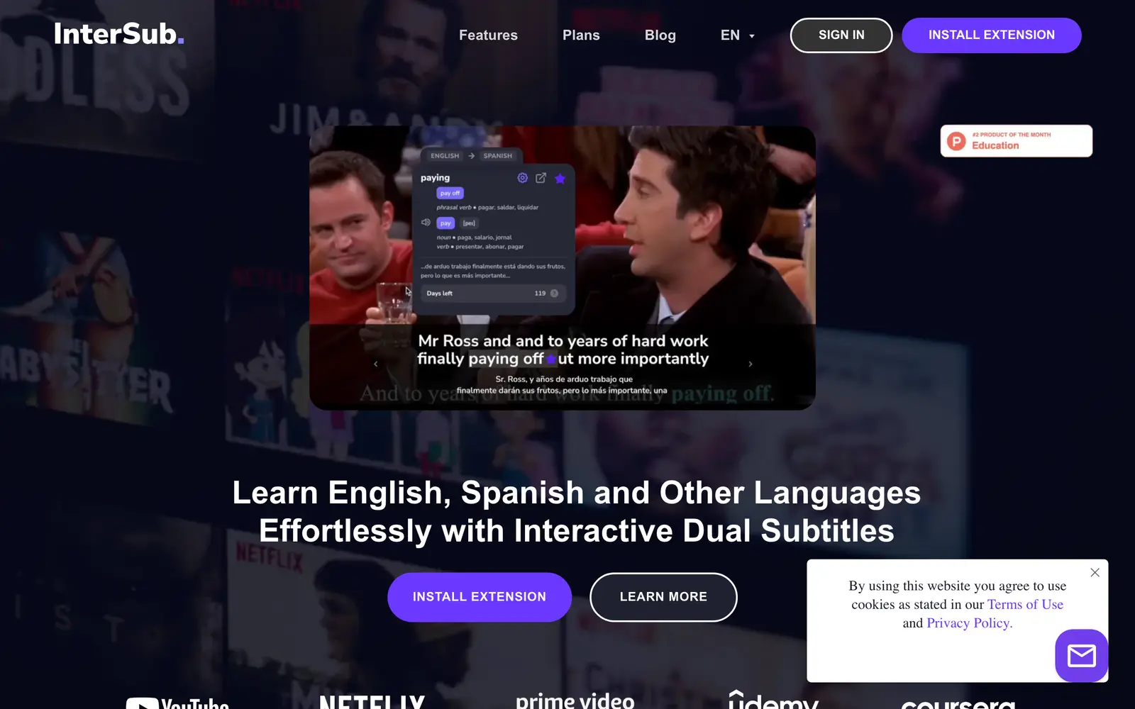 Screenshot of the InterSub website