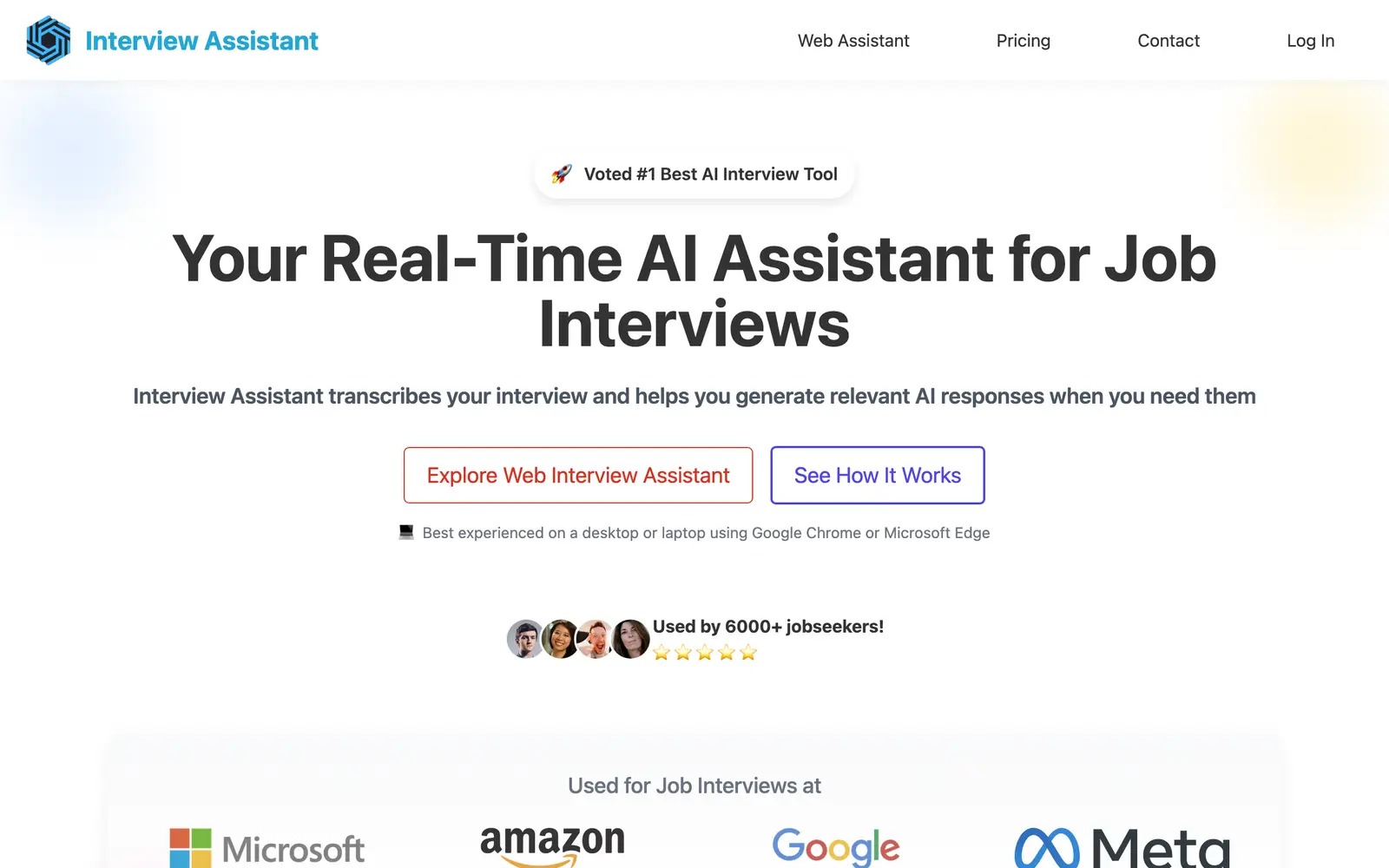 Screenshot of the Interview Assistant website