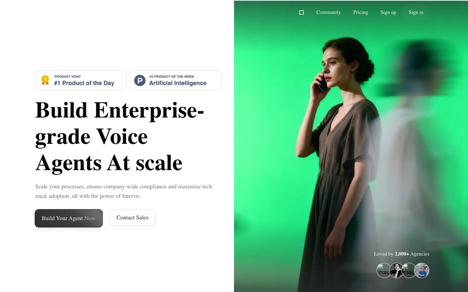 Screenshot of the Intervo AI website