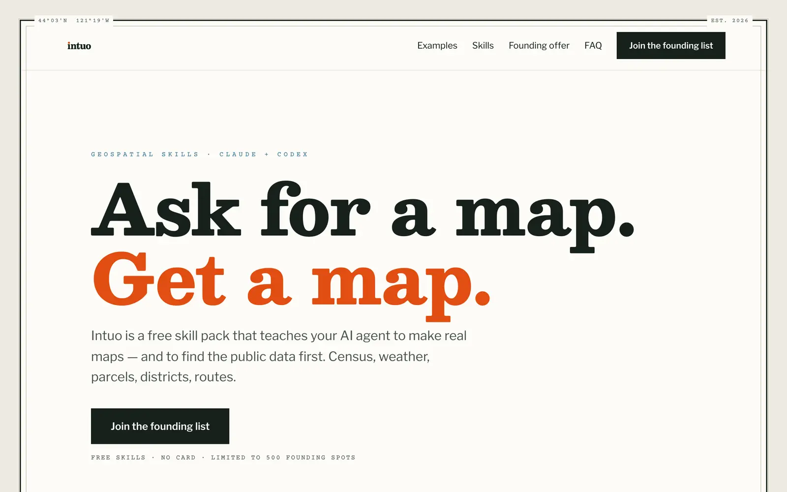 Screenshot of the Intuo website