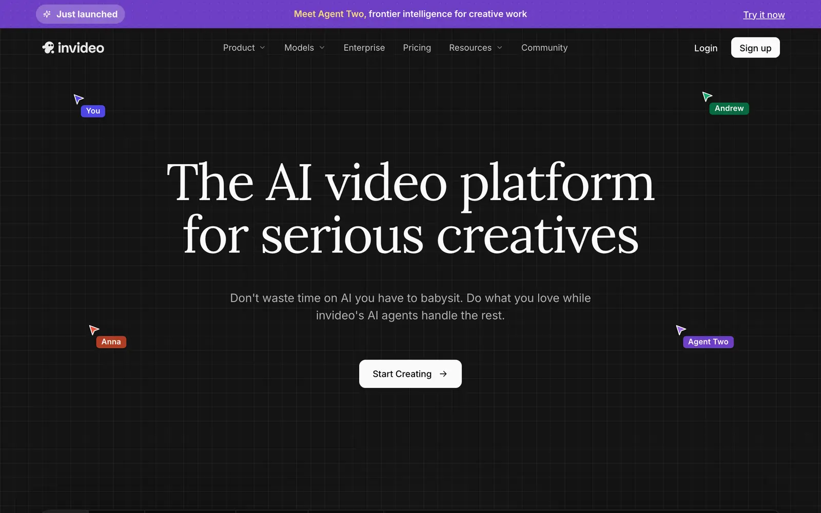 Screenshot of the InVideo website