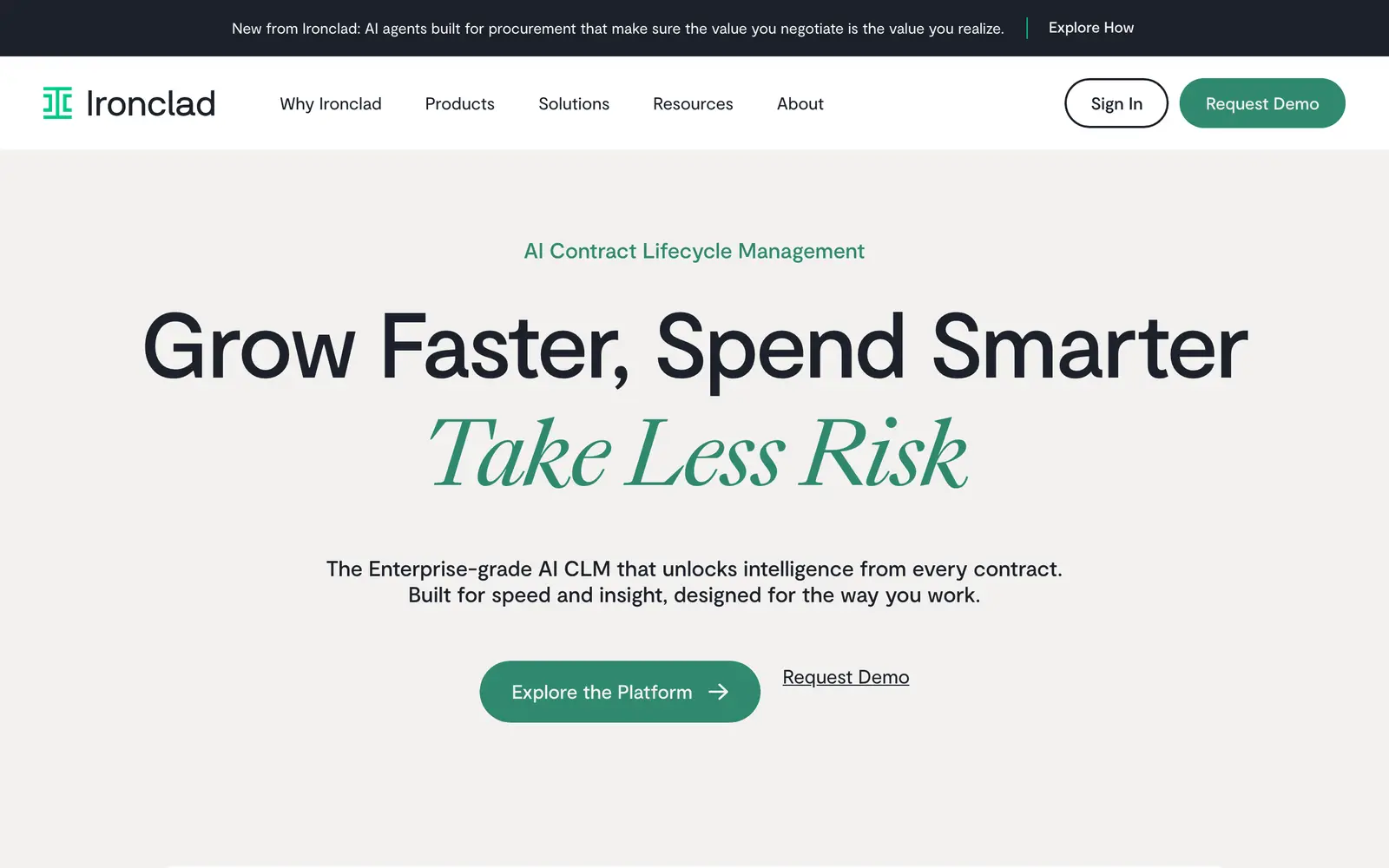 Screenshot of the Ironclad website