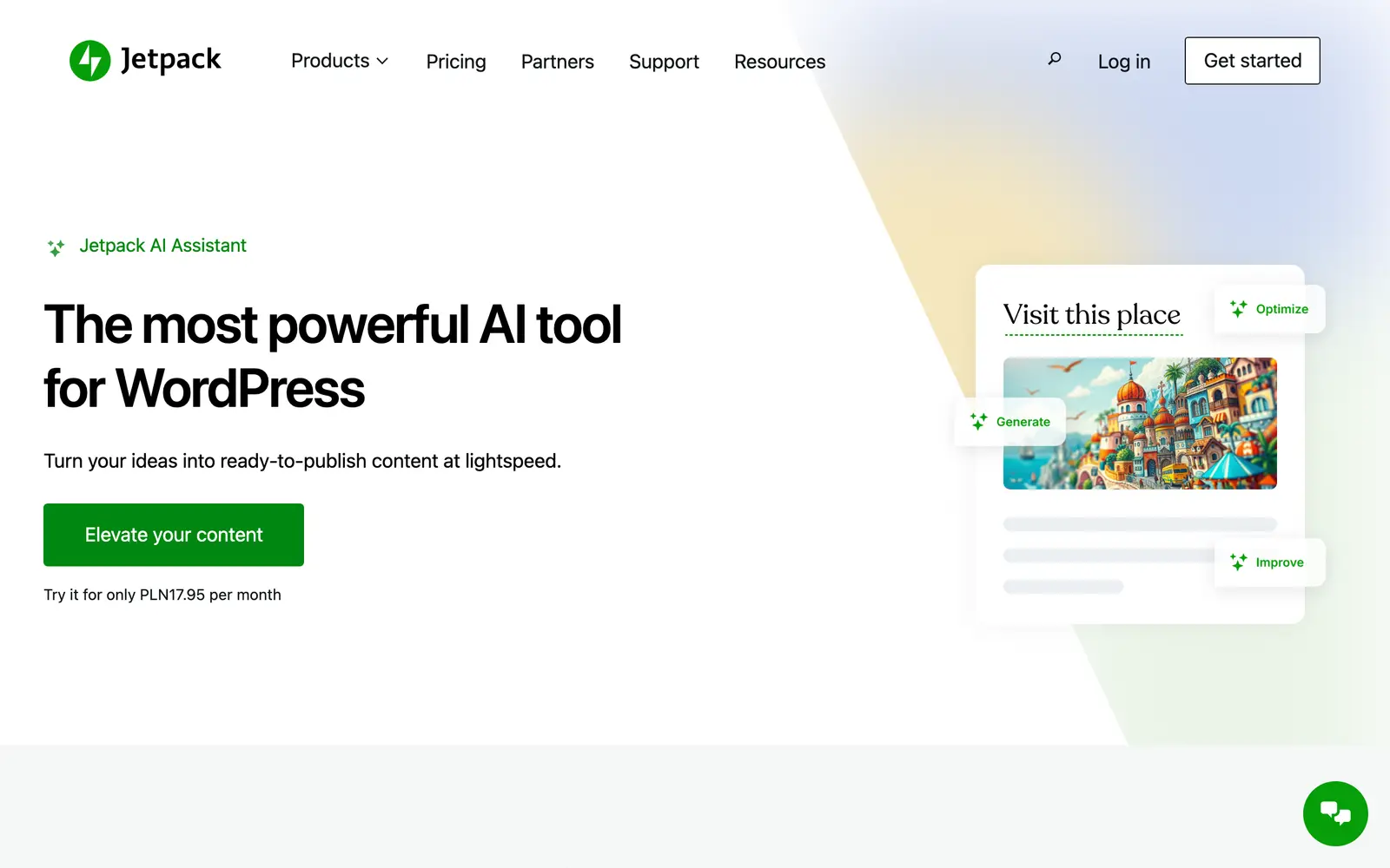Screenshot of the Jetpack AI website