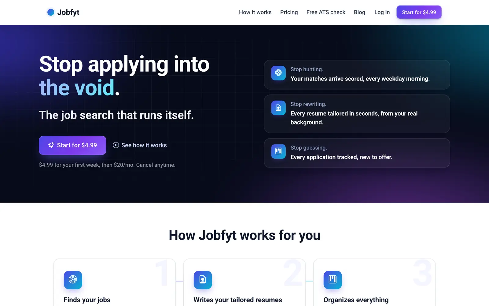 Screenshot of the Jobfyt website