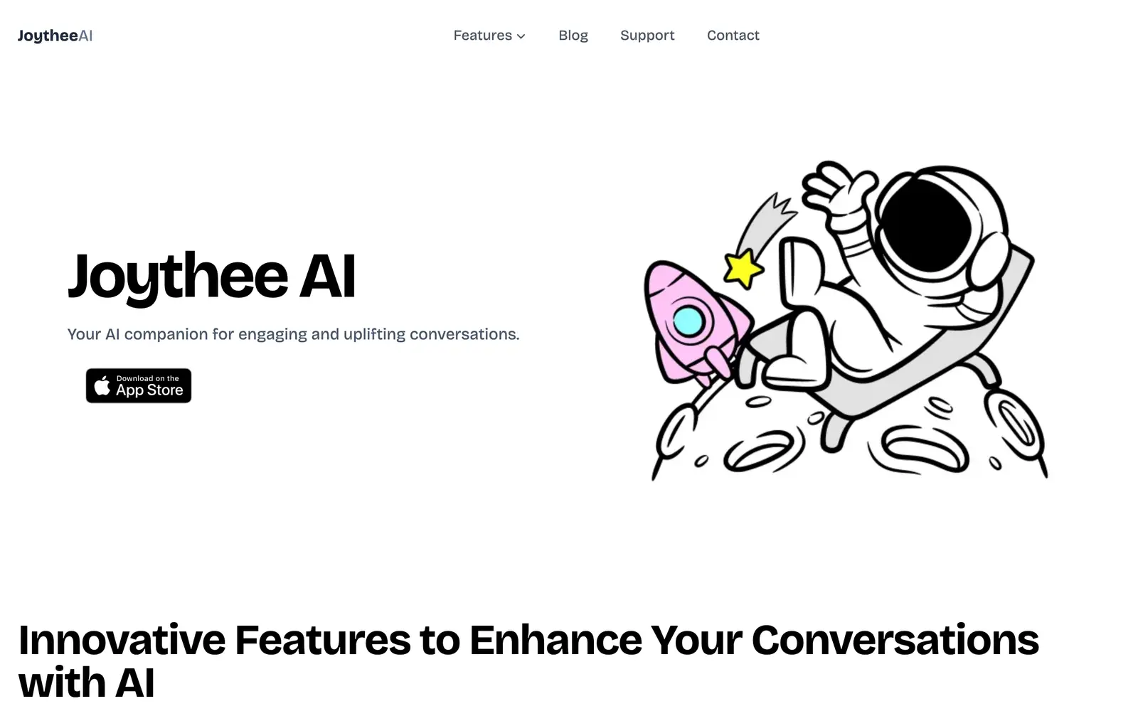 Screenshot of the Joythee AI website