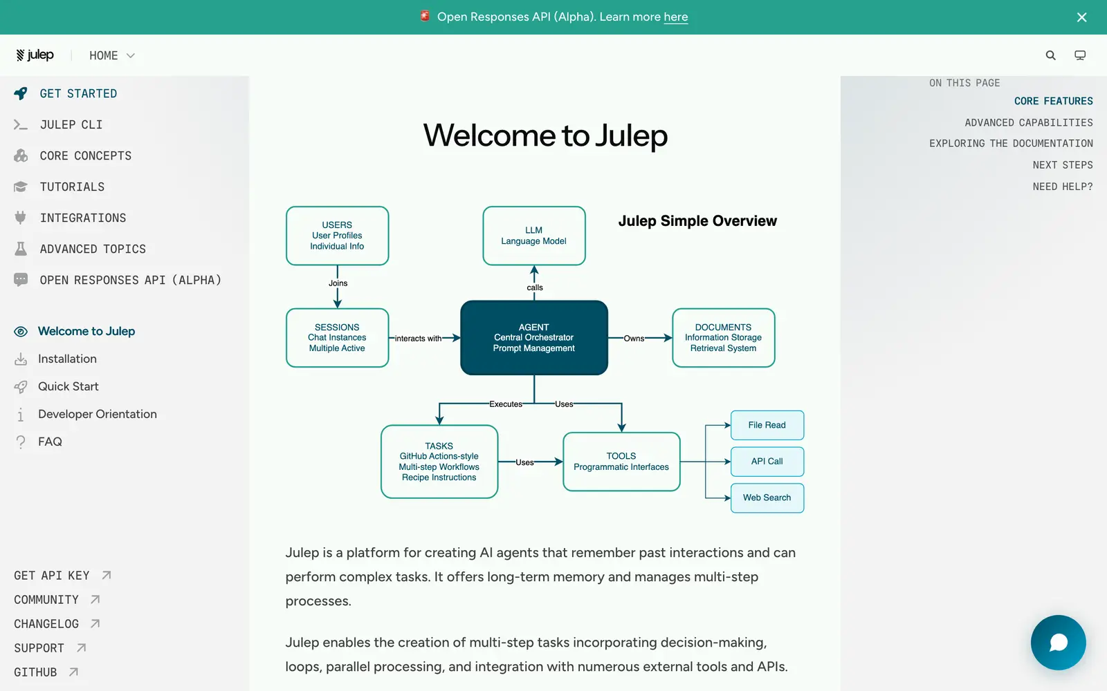 Screenshot of the Julep website