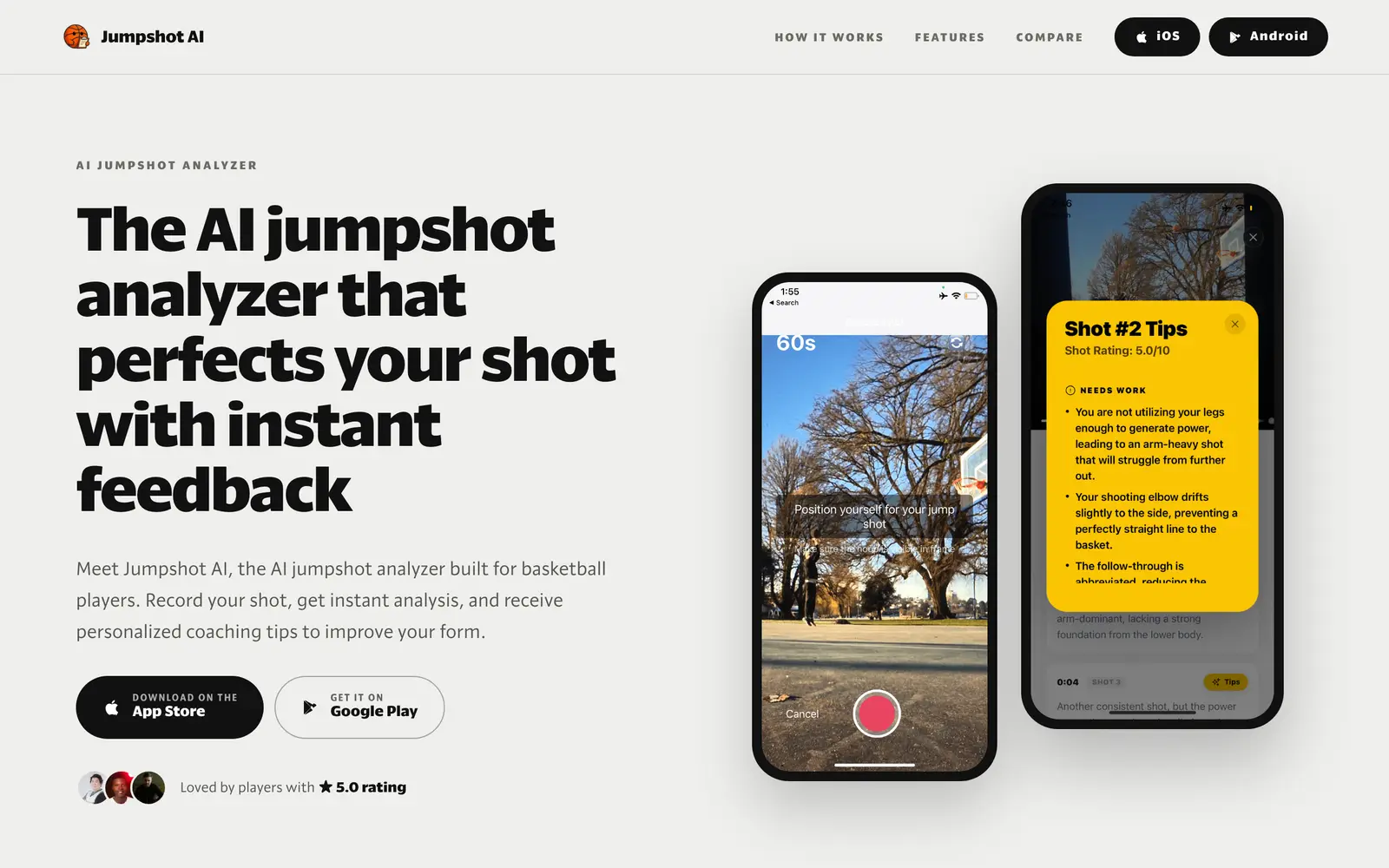 Screenshot of the Jumpshot AI website