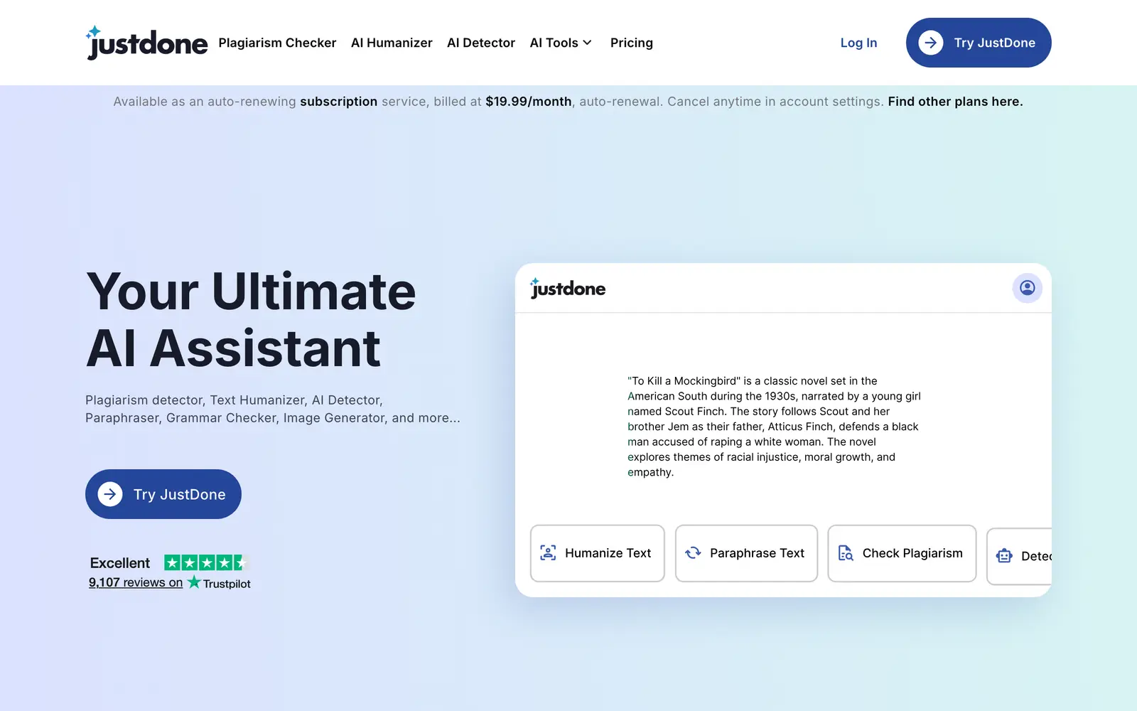Screenshot of the JustDone website