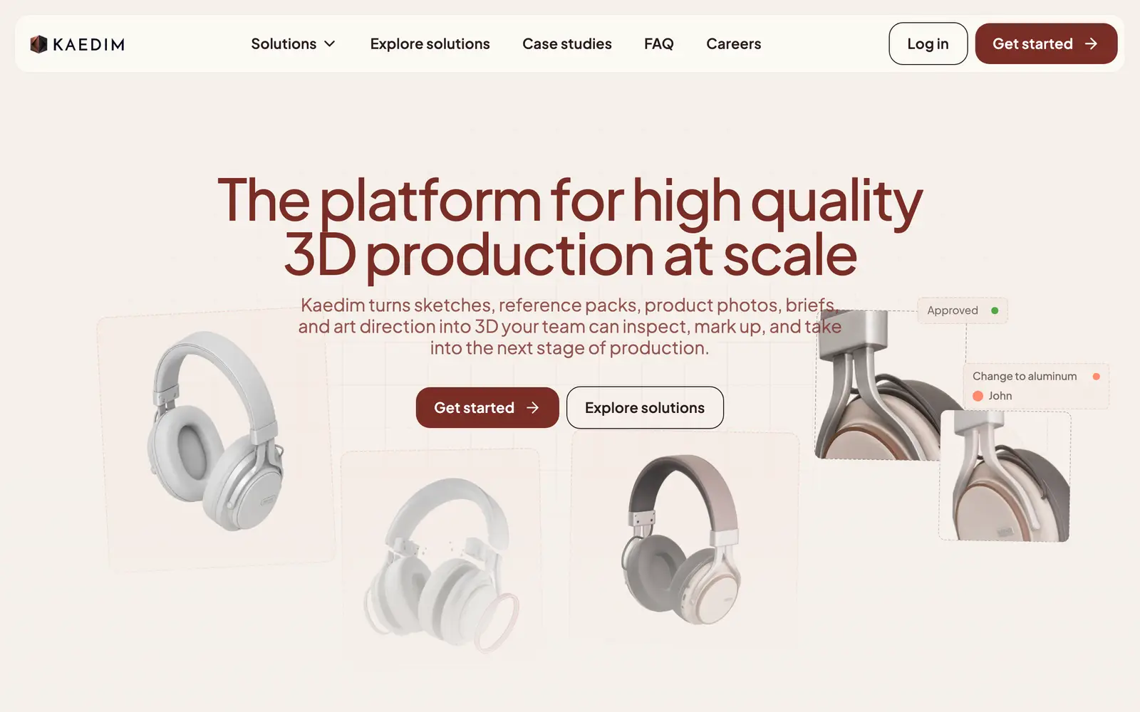 Screenshot of the Kaedim website
