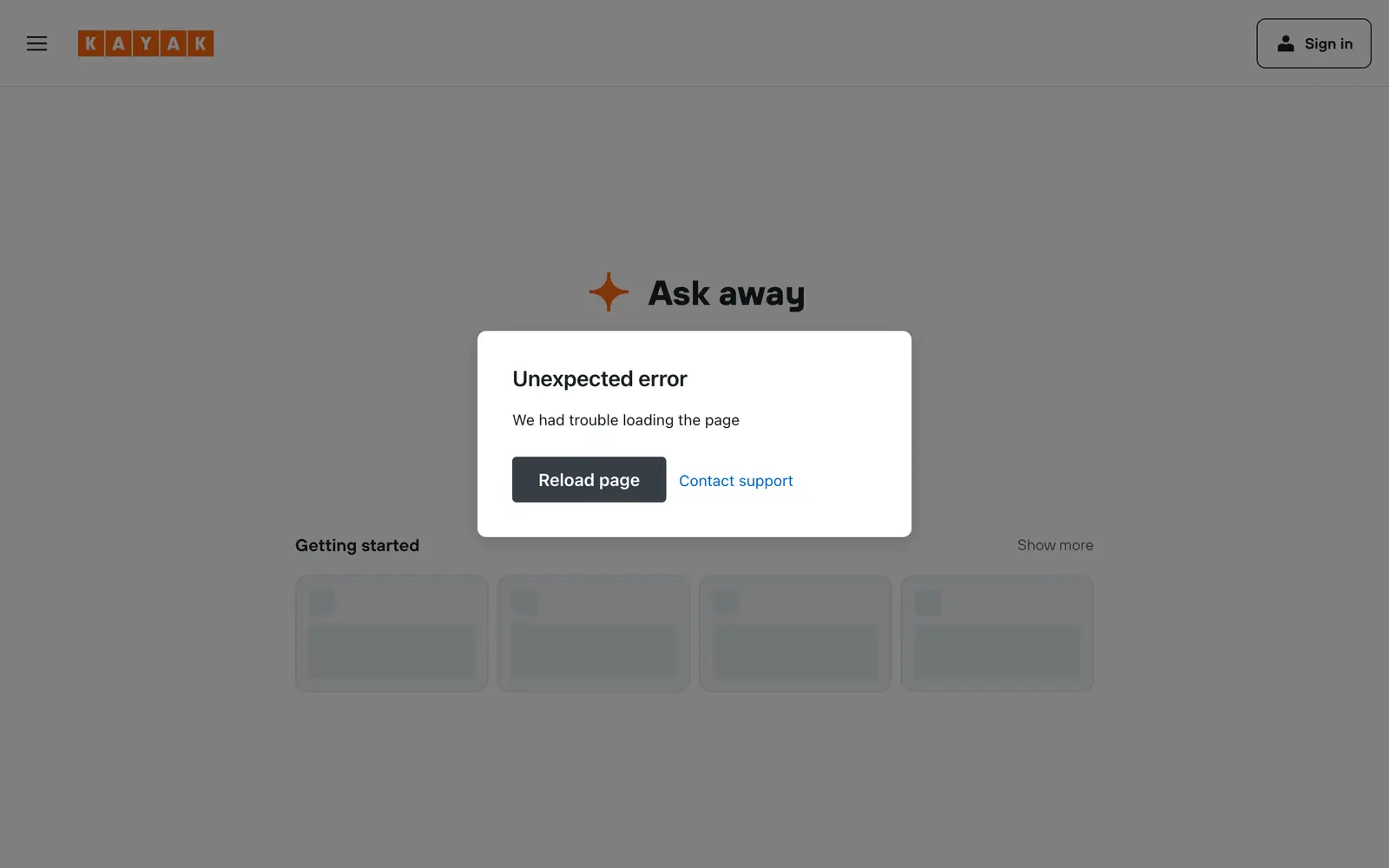 Screenshot of the KAYAK.ai website