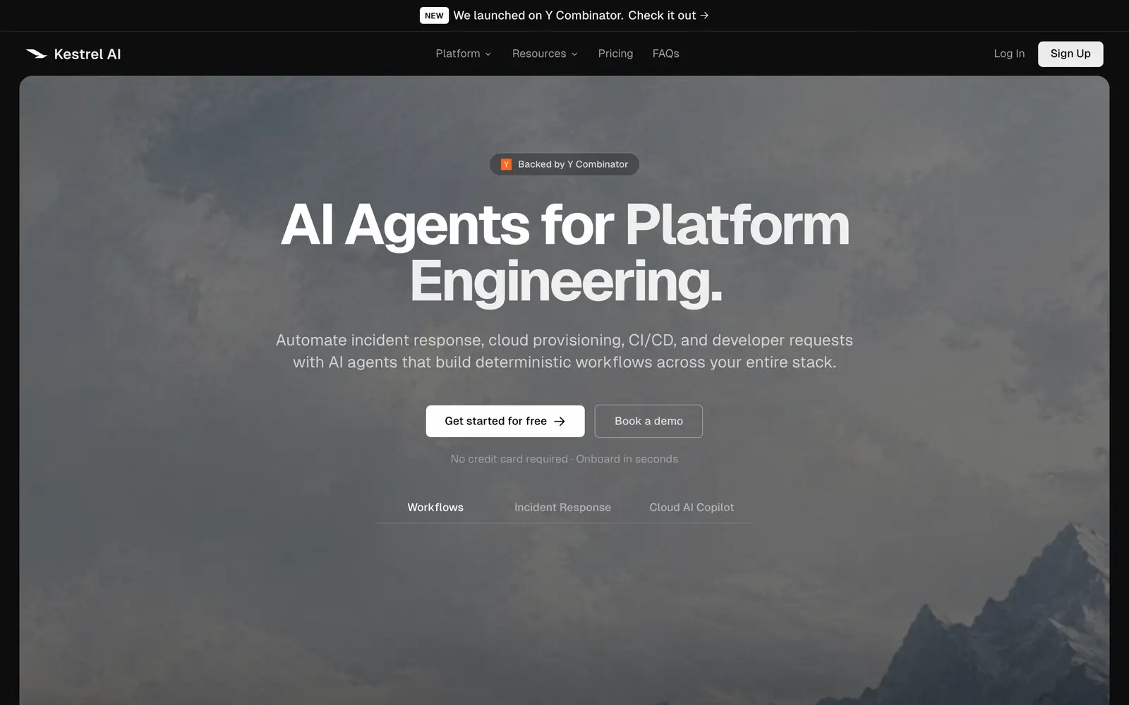 Screenshot of the Kestrel AI website