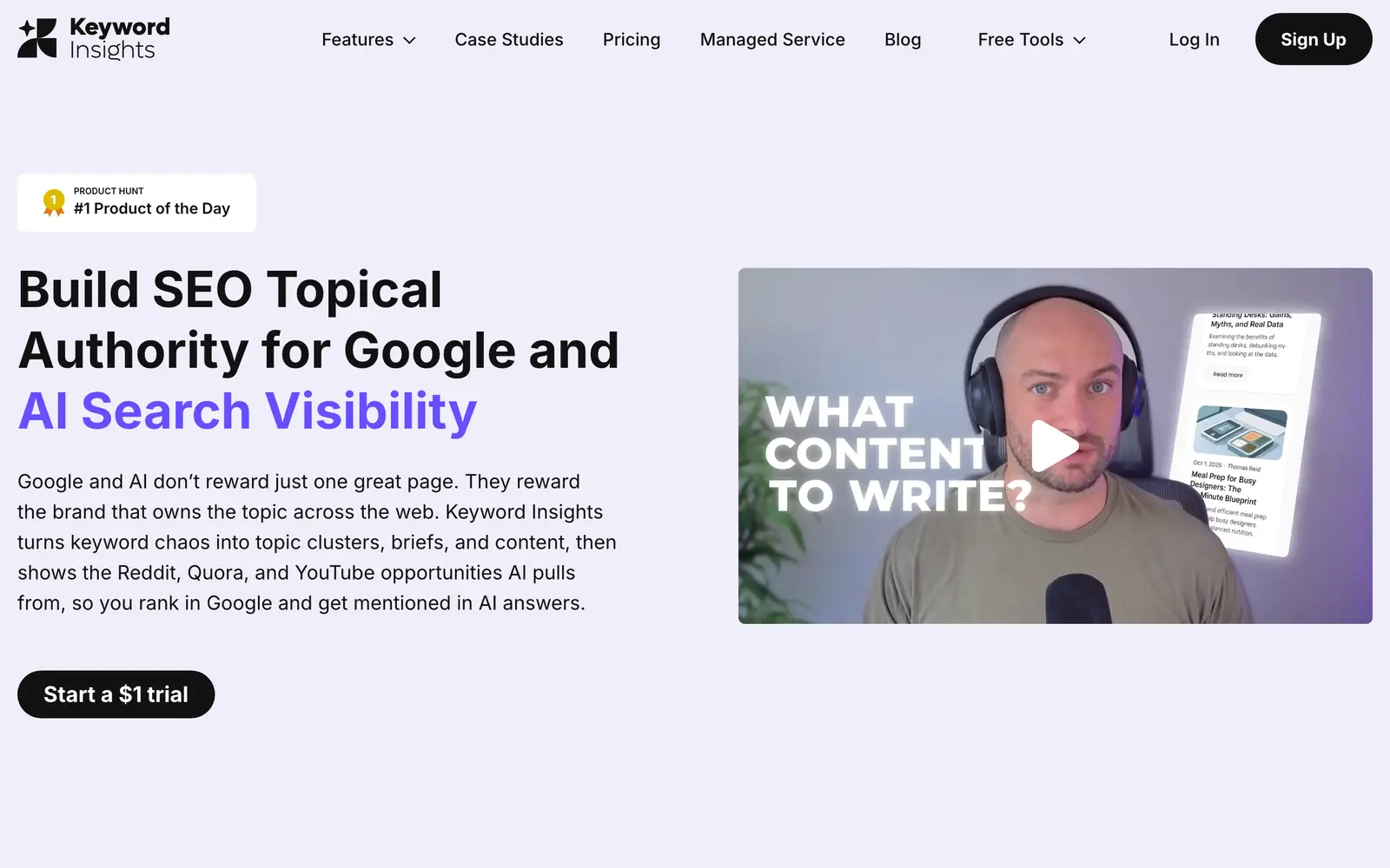 Screenshot of the Keyword Insights website