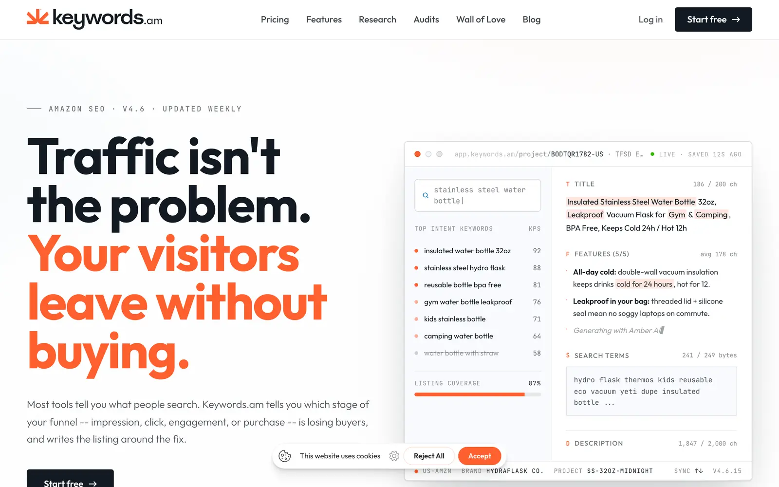 Screenshot of the Keywords.am website