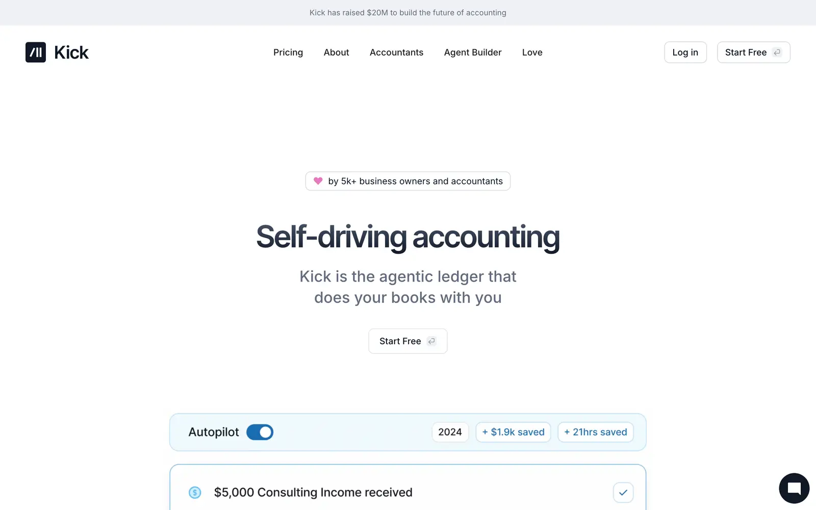 Screenshot of the Kick website