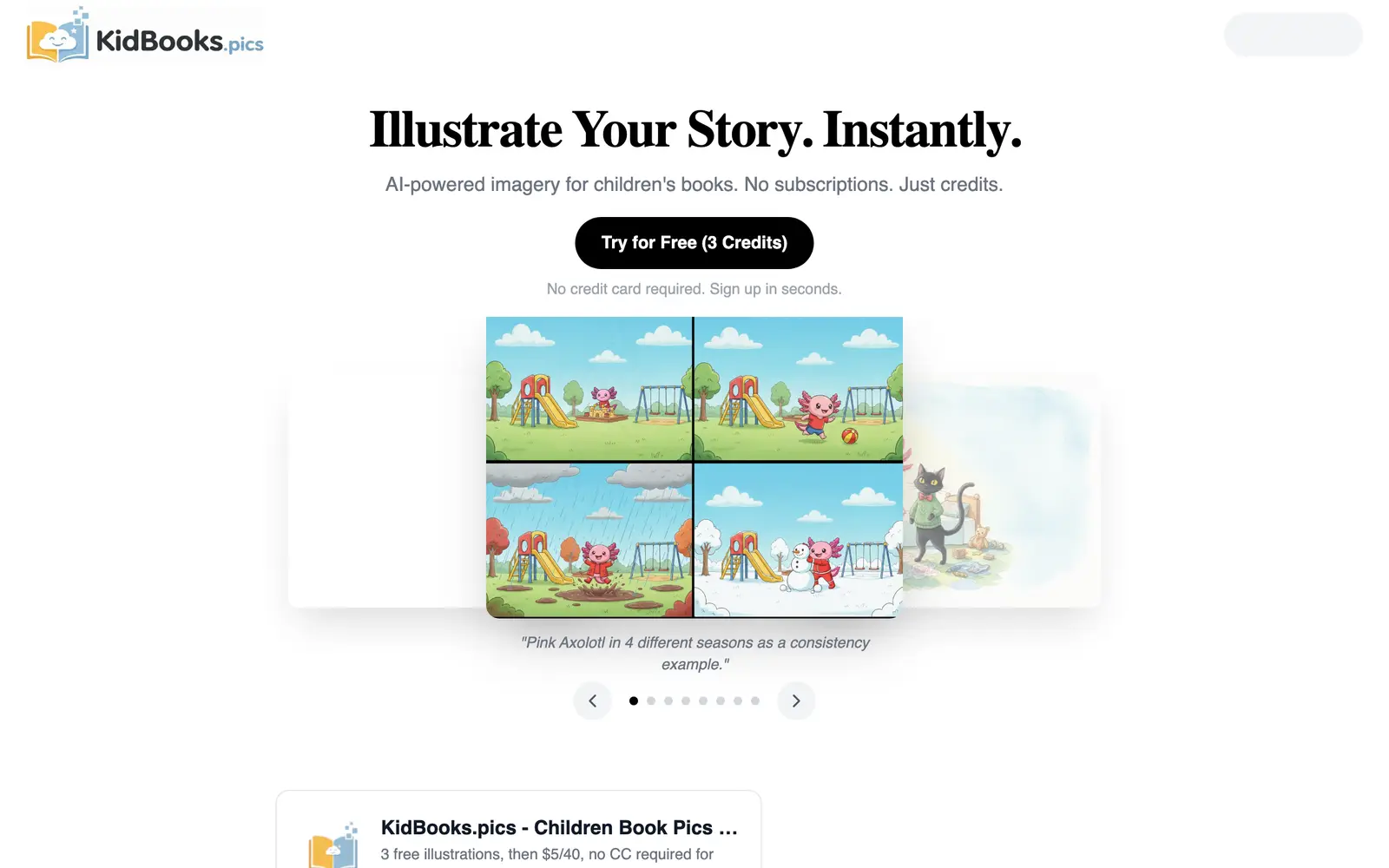 Screenshot of the KidBooks.pics website