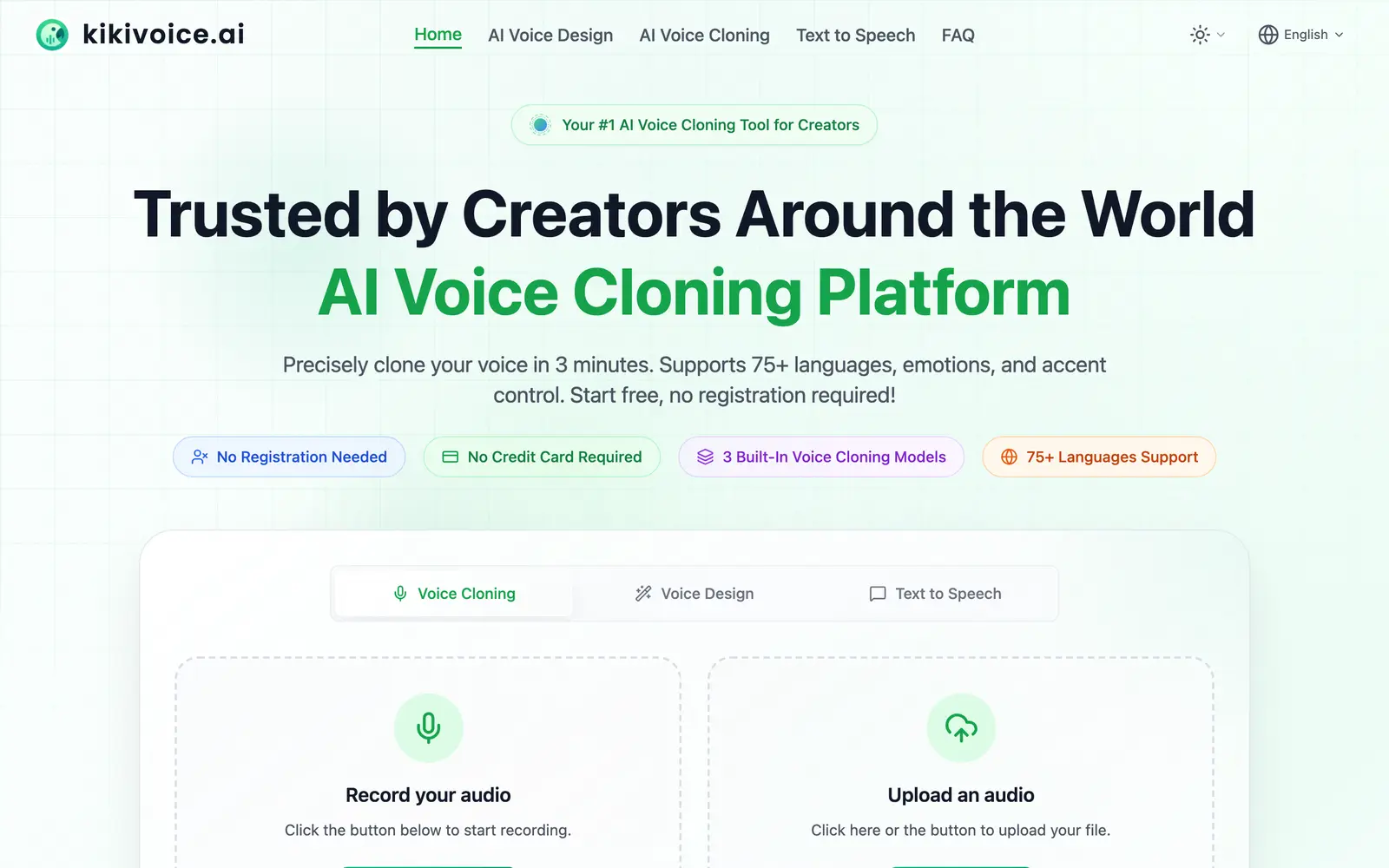Screenshot of the KikiVoice website