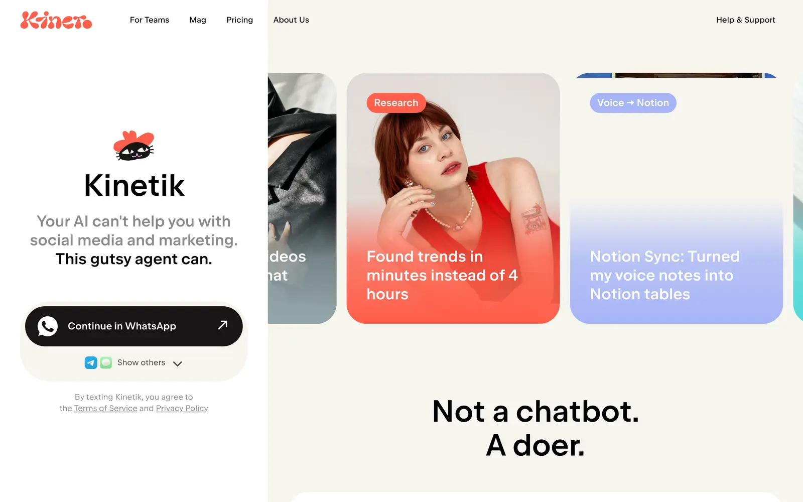 Screenshot of the Kinetik website