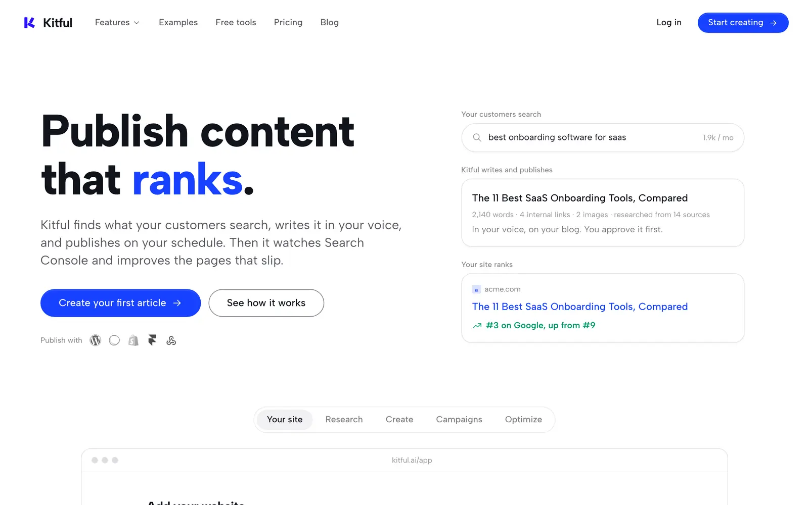 Screenshot of the Kitful AI website