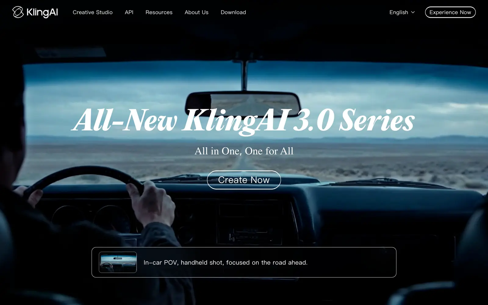 Screenshot of the Kling AI website