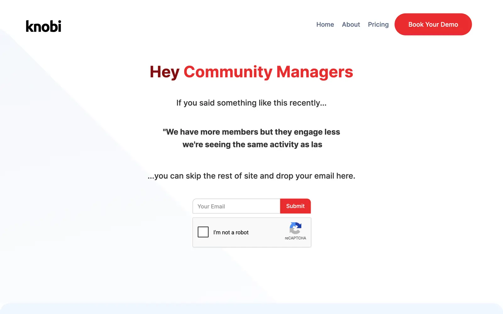 Screenshot of the Knobi website