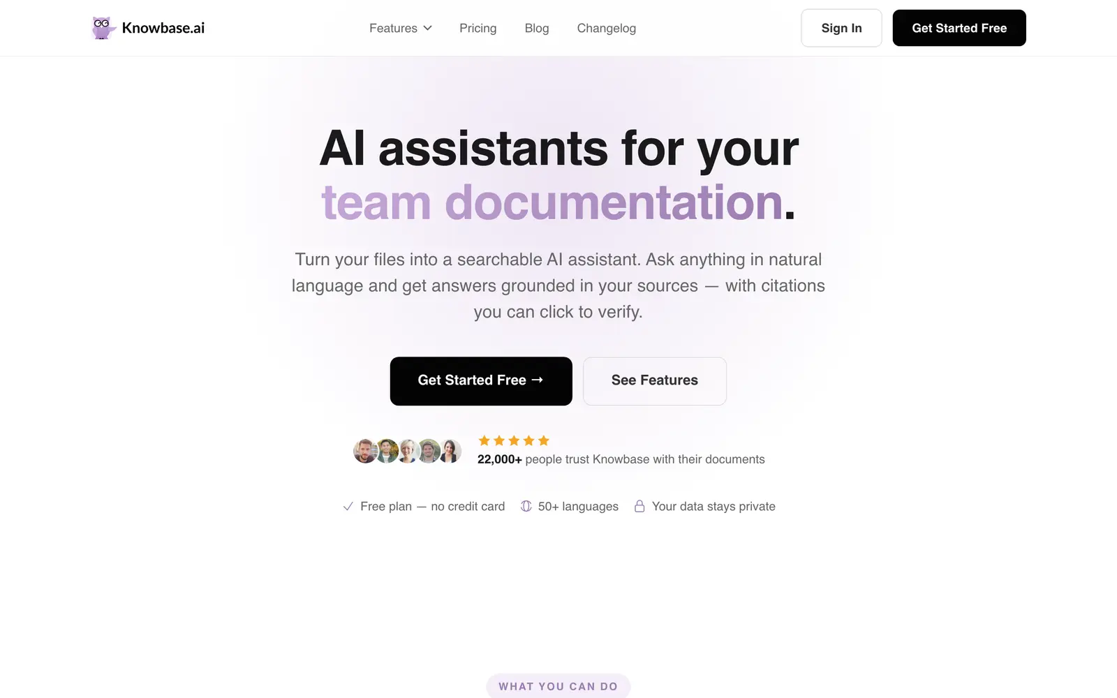 Screenshot of the Knowbase website