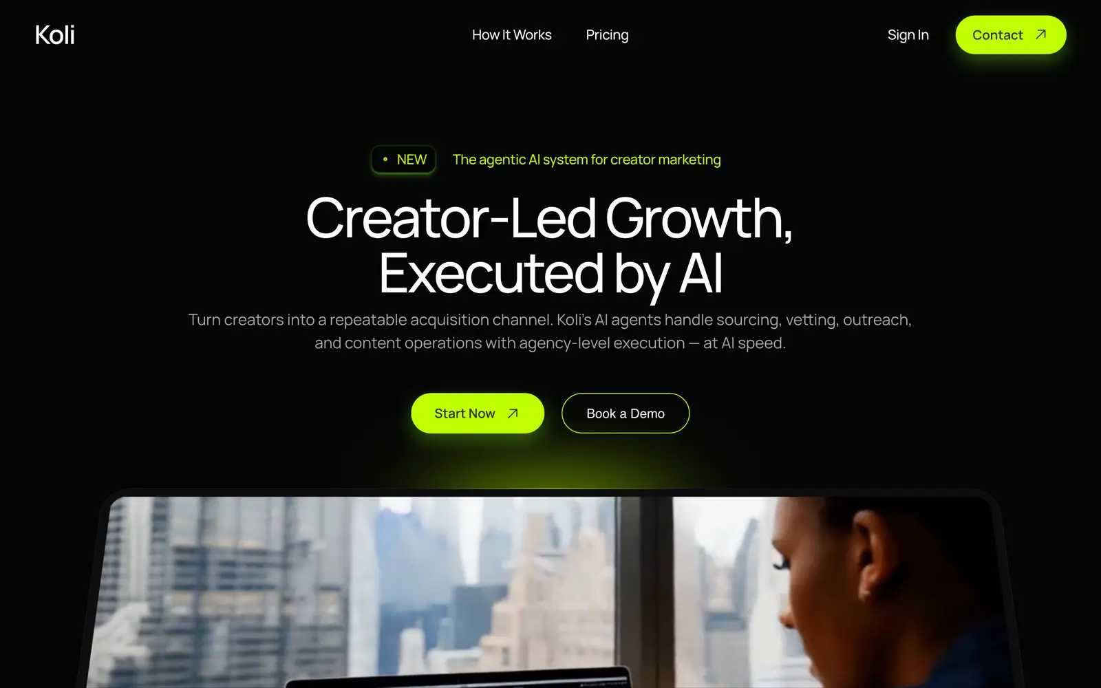 Screenshot of the Koli website