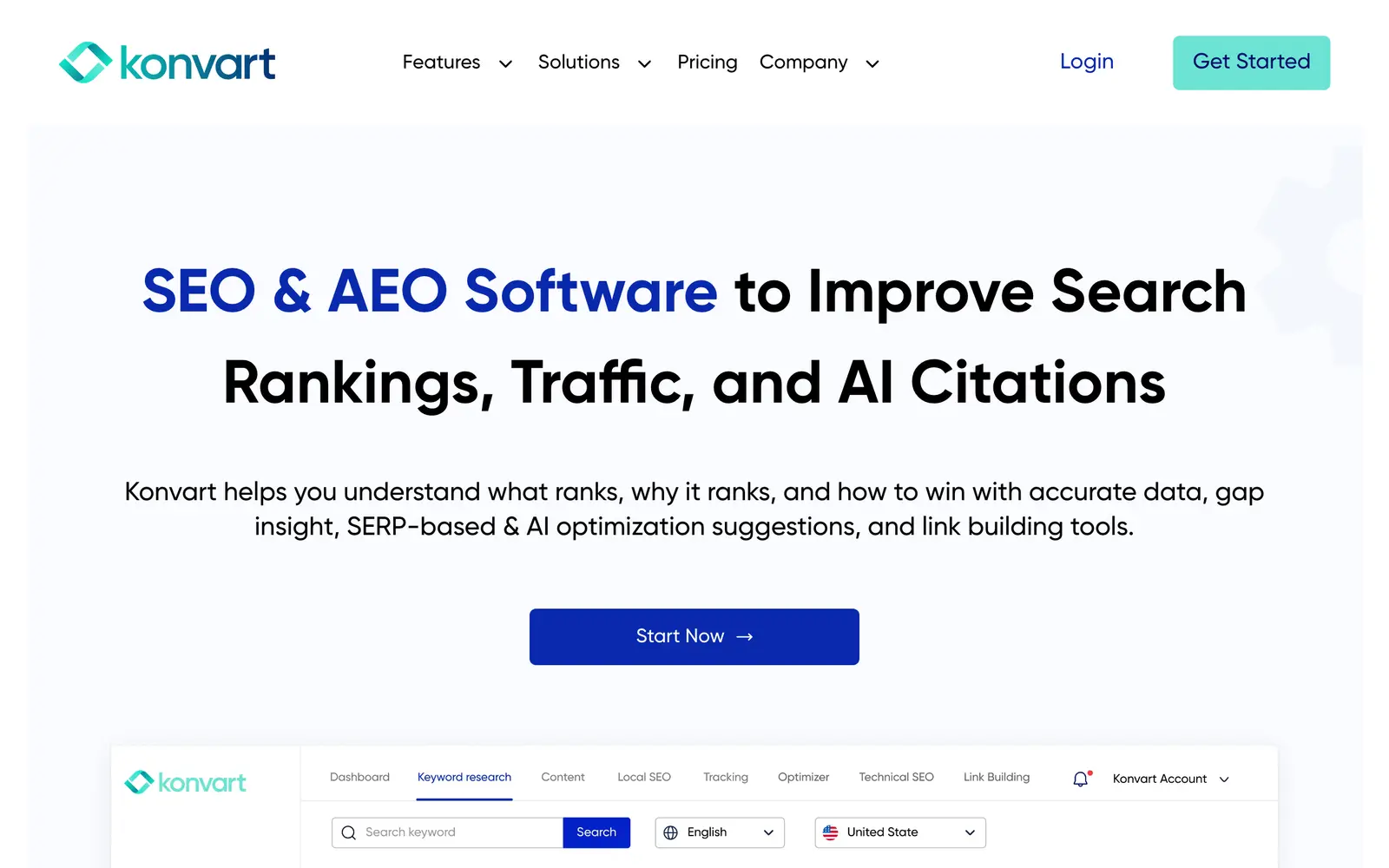 Screenshot of the Konvart website