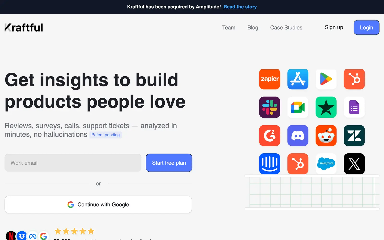 Screenshot of the Kraftful website